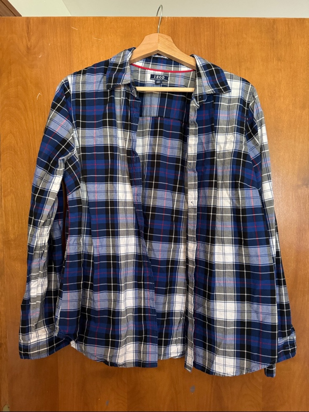 Price Drop! Vintage IZOD Women’s Size L Blue Plaid Button-Up Shirt